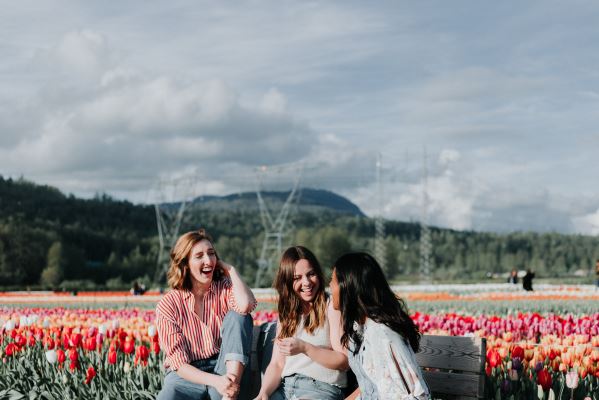 three girls laughing